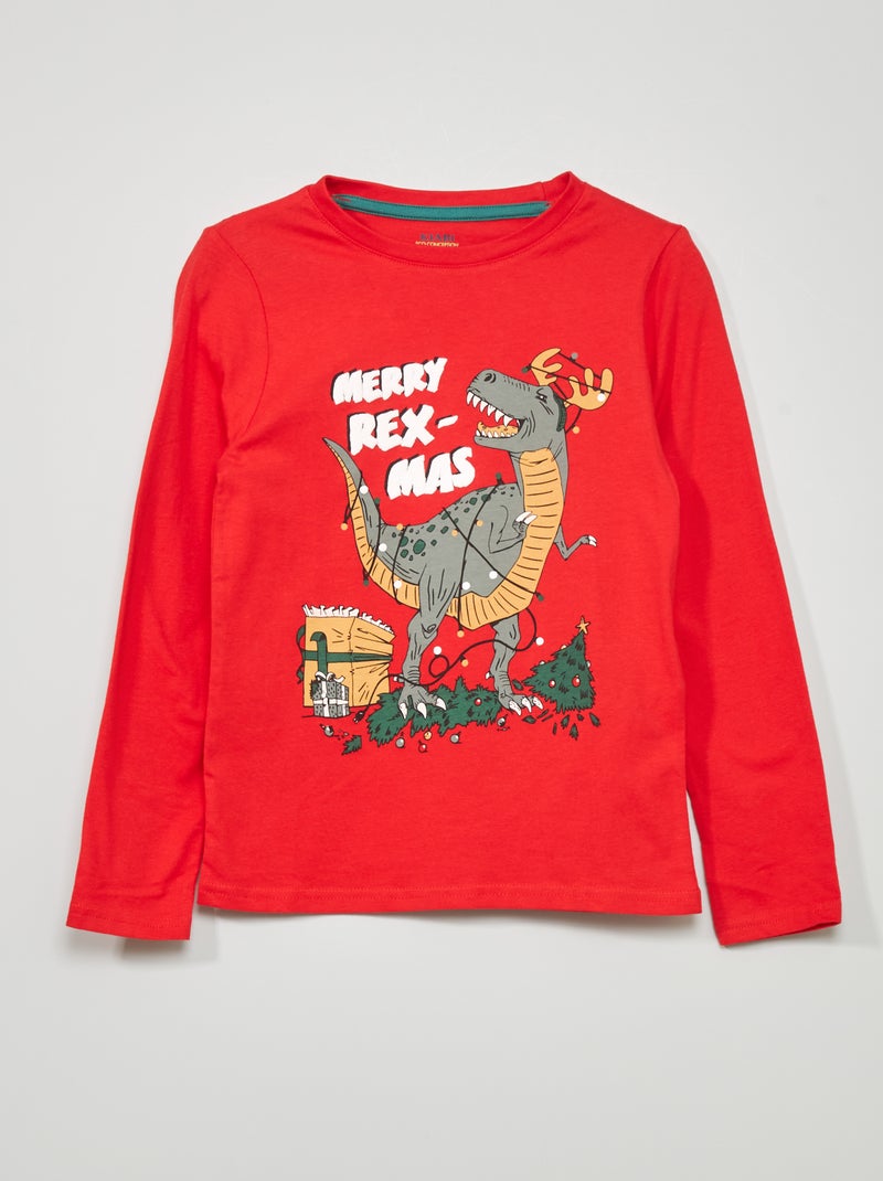 Camiseta estampada 'Merry Rex-Mas' ROJO - Kiabi