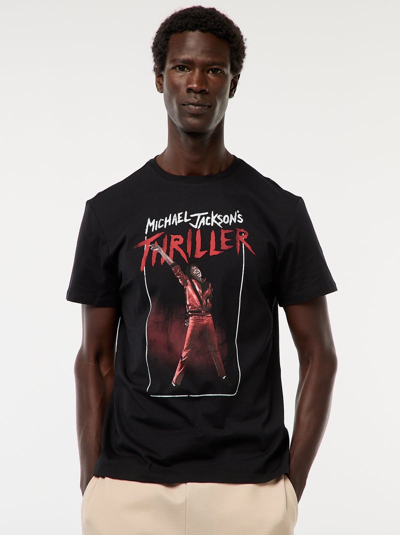 Camiseta estampada 'Mickael Jackson' 'Thriller' de manga corta Negro - Kiabi