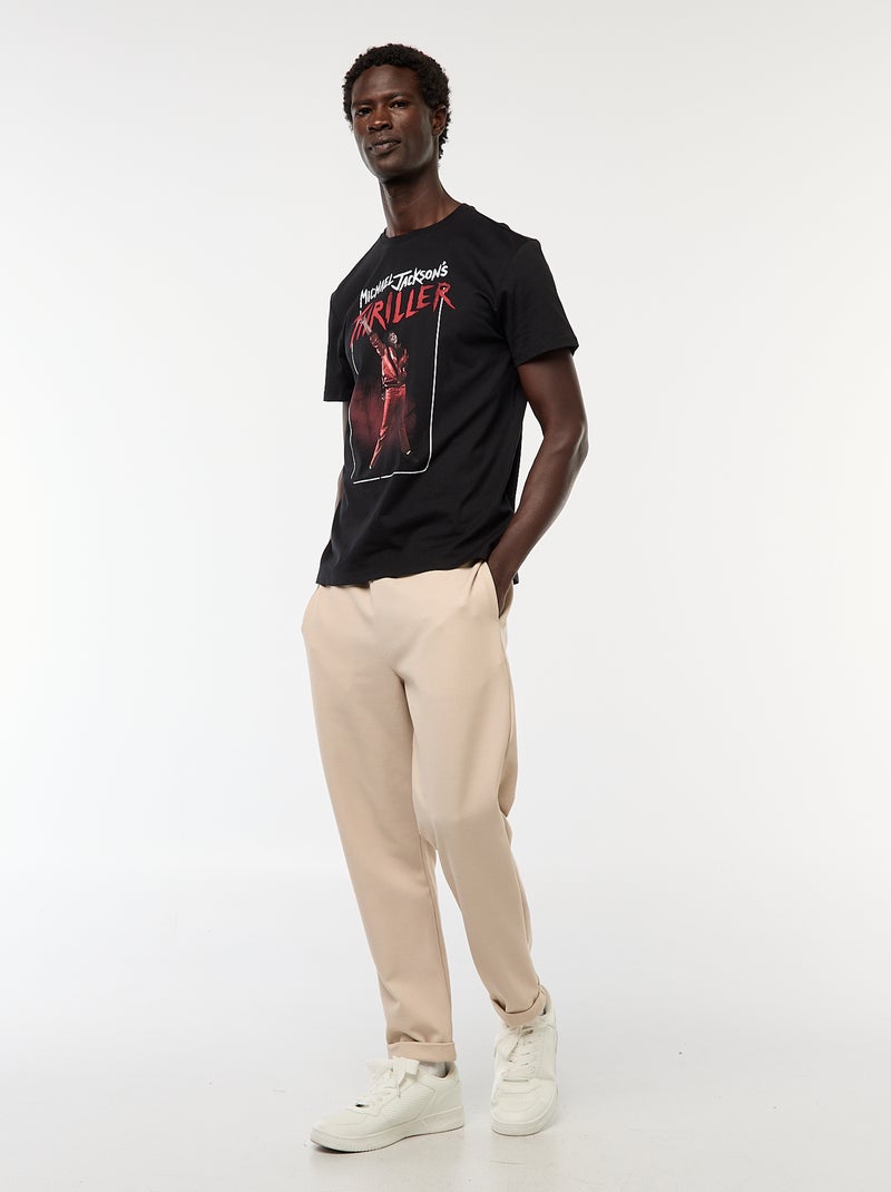 Camiseta estampada 'Mickael Jackson' 'Thriller' de manga corta Negro - Kiabi