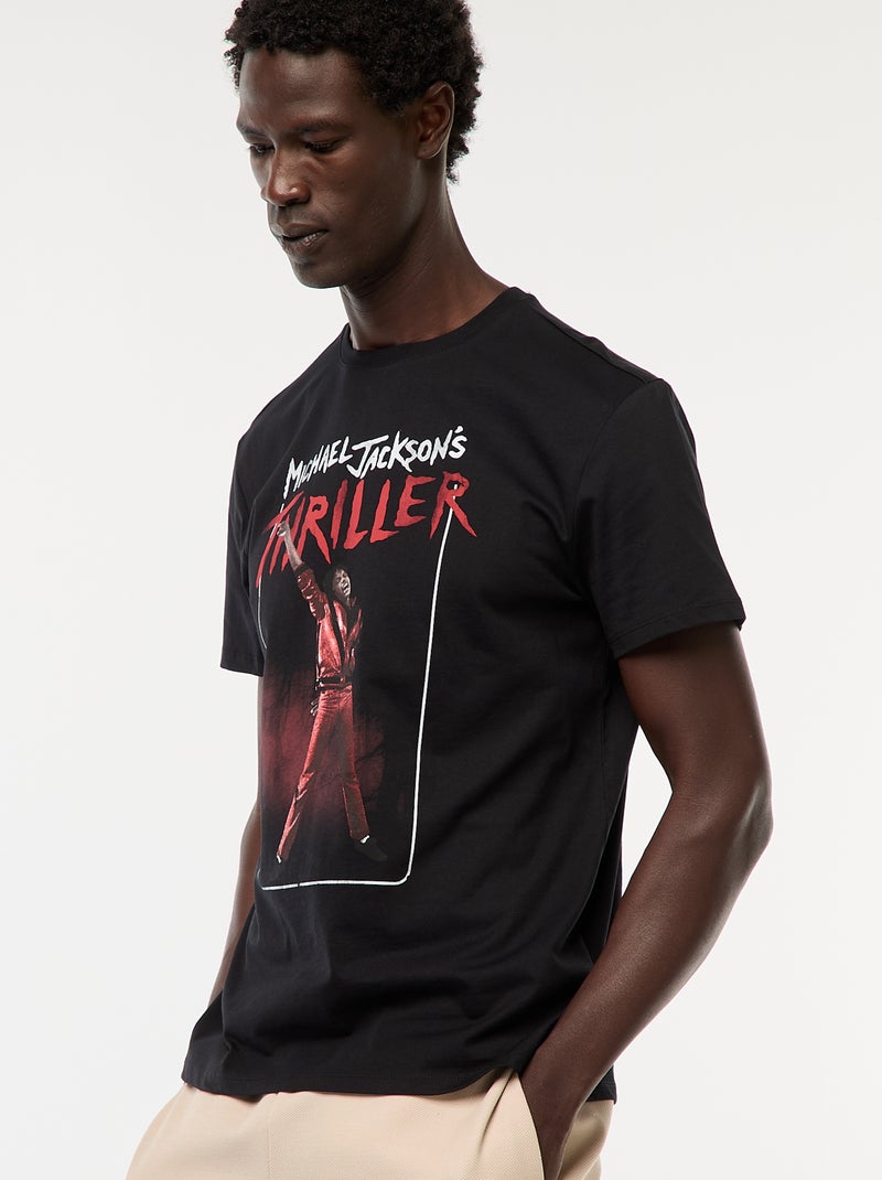Camiseta estampada 'Mickael Jackson' 'Thriller' de manga corta Negro - Kiabi