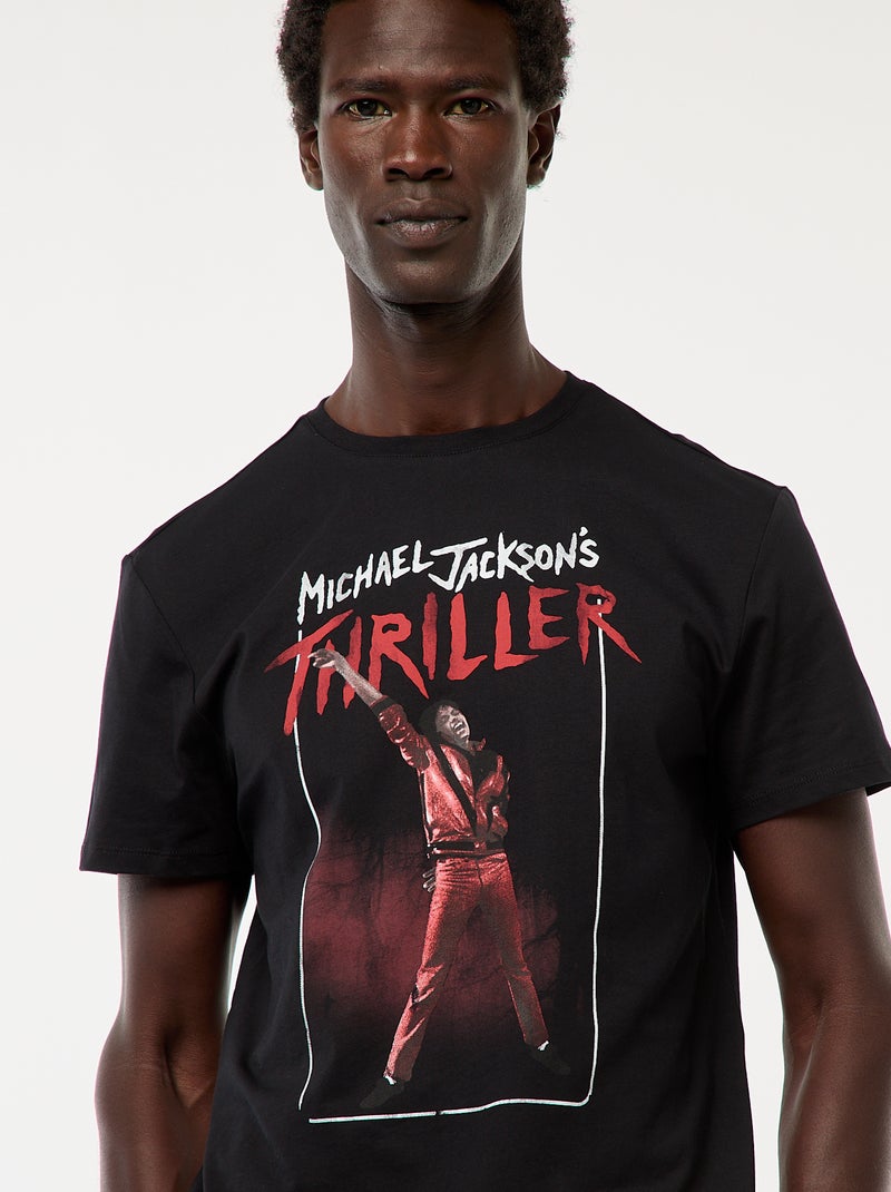 Camiseta estampada 'Mickael Jackson' 'Thriller' de manga corta Negro - Kiabi
