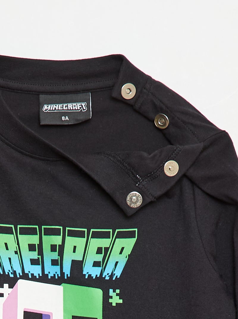 Camiseta estampada 'Minecraft' de manga larga - colección fácil de poner Negro - Kiabi