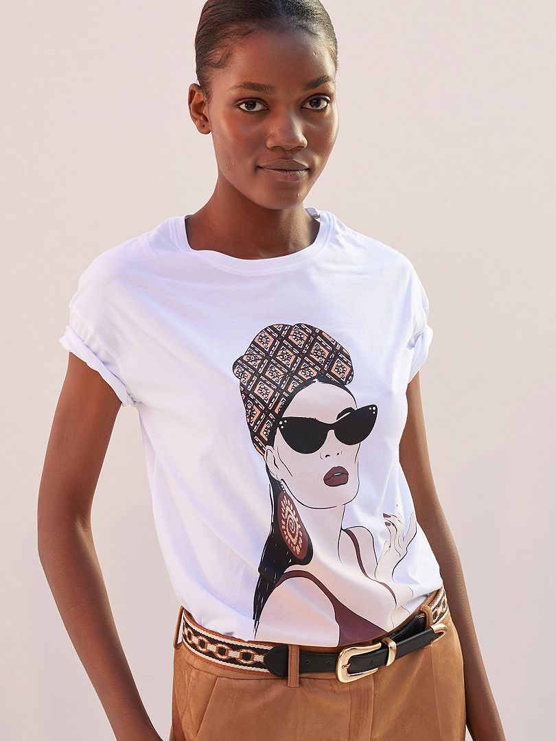 Camiseta estampada 'mujer cinta wax' BLANCO - Kiabi
