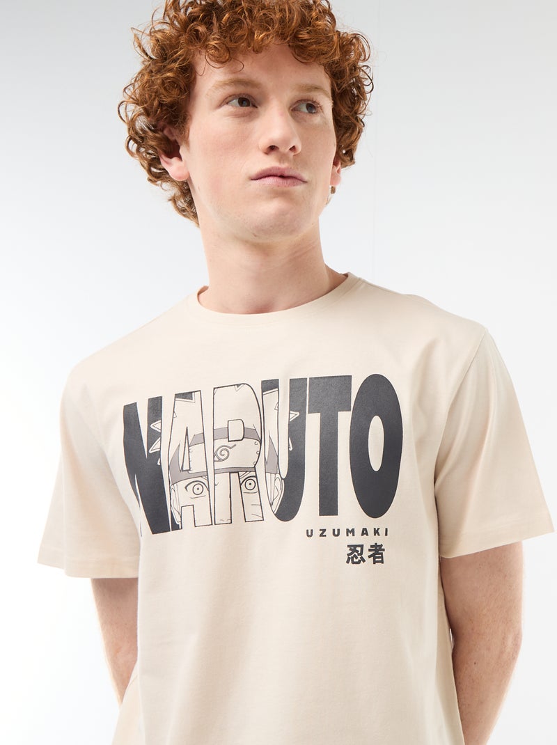 Camiseta estampada 'Naruto' de algodón liso Beige - Kiabi