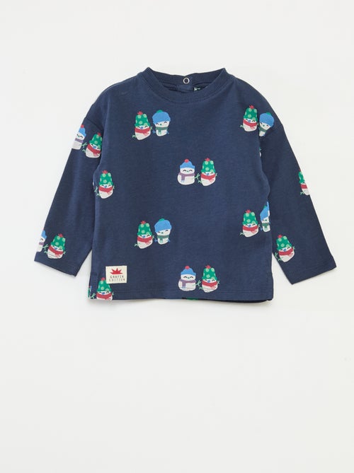 Camiseta estampada navideña de algodón - Kiabi