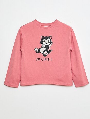 Camiseta estampada navideña 'Disney' 'Figaro' en punto de algodón