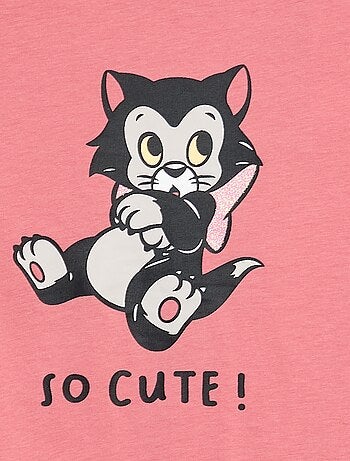 Camiseta estampada navideña 'Disney' 'Figaro' en punto de algodón