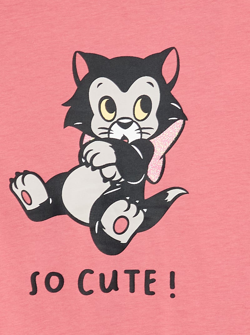 Camiseta estampada navideña 'Disney' 'Figaro' en punto de algodón Rosa - Kiabi
