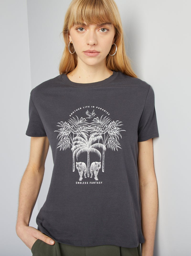 Camiseta estampada NEGRO - Kiabi