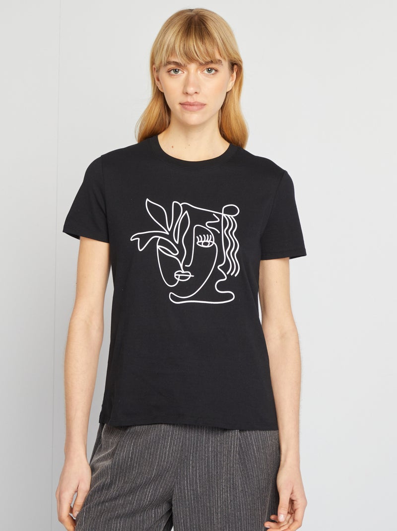Camiseta estampada NEGRO - Kiabi