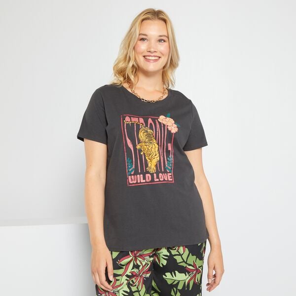 Camiseta estampada tallas grandes mujer - BLANCO - Kiabi - 6,00€