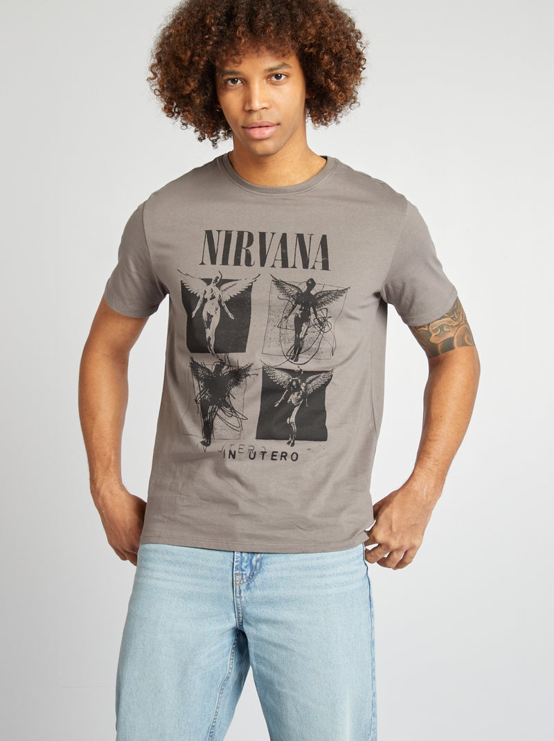 Camiseta estampada 'Nirvana' gris - Kiabi