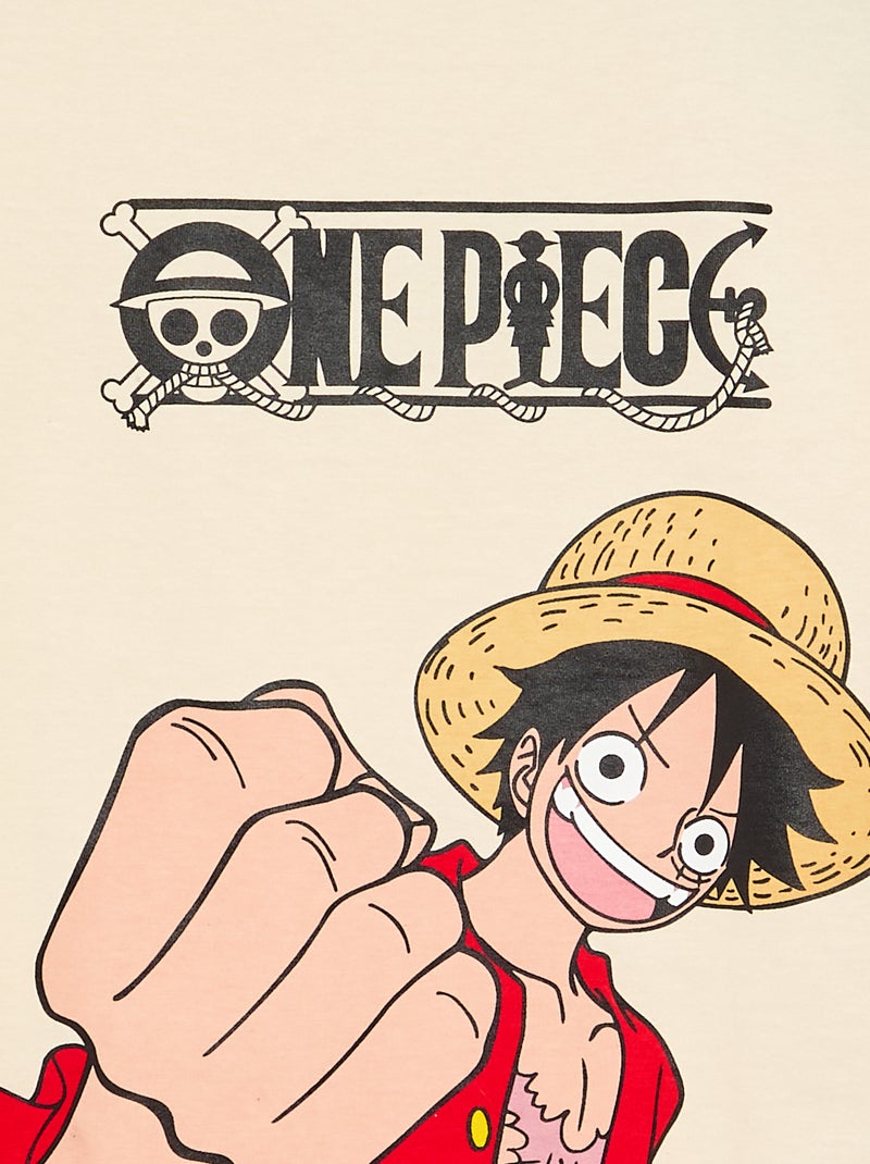 Camiseta estampada 'One piece' de manga corta en algodón Beige - Kiabi