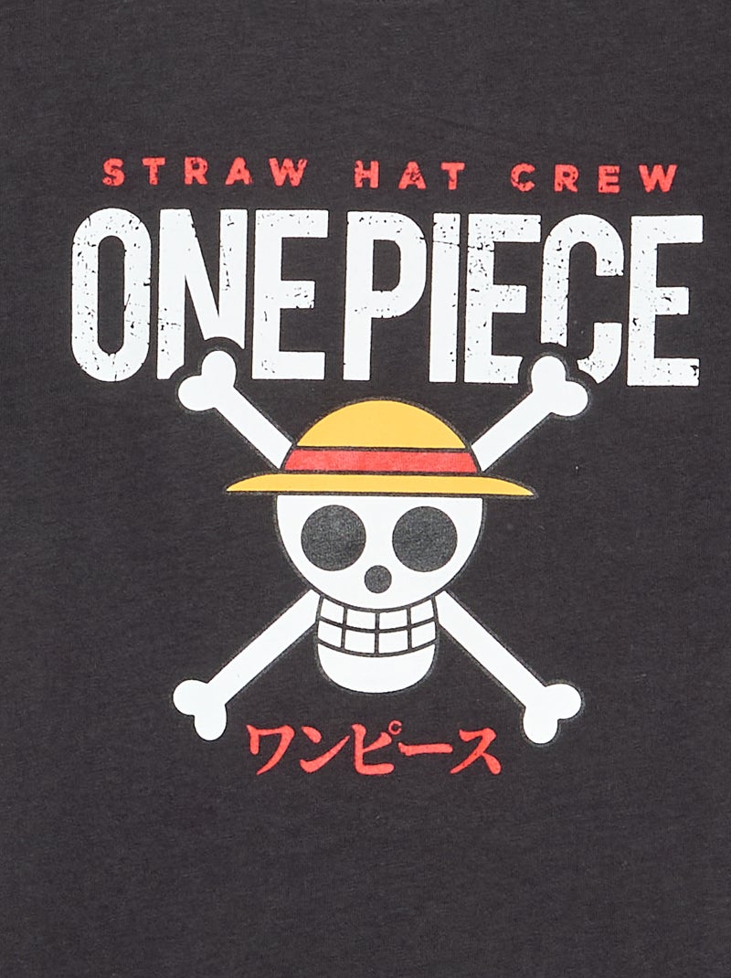 Camiseta estampada 'One piece' de manga corta en algodón Negro - Kiabi