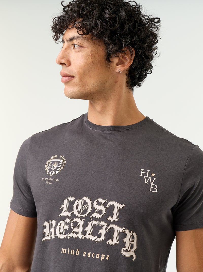 Camiseta estampada original de manga corta Gris - Kiabi