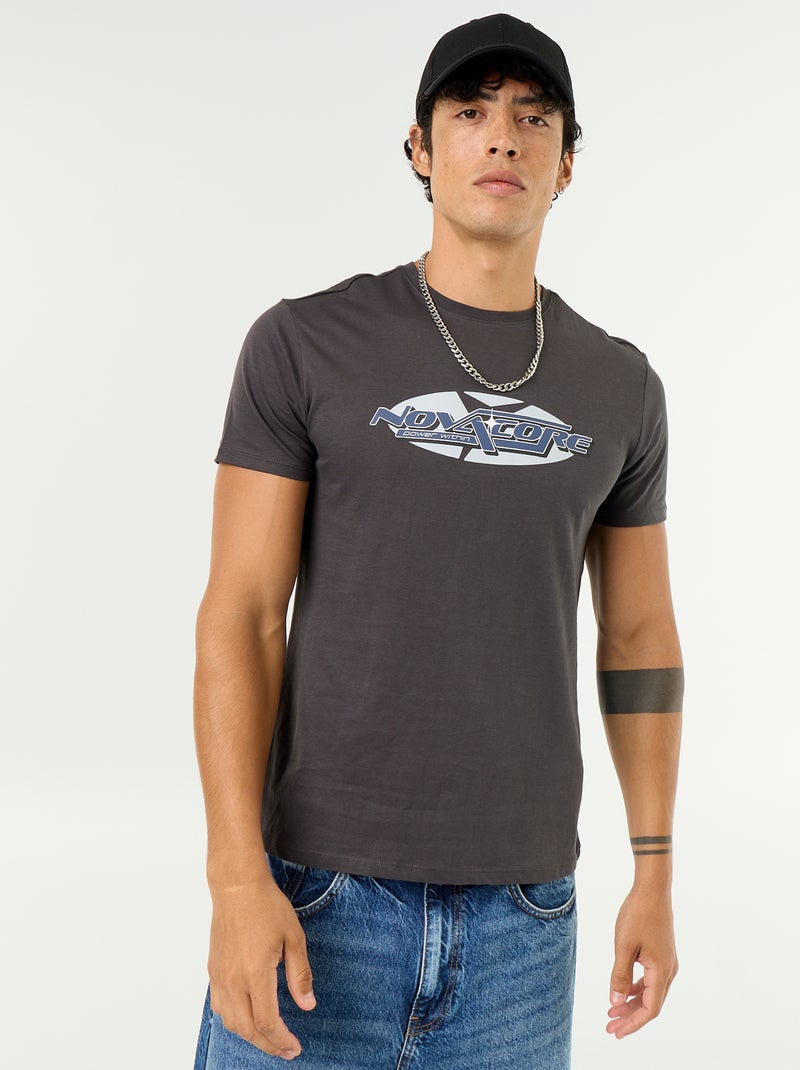 Camiseta estampada original de manga corta Gris - Kiabi