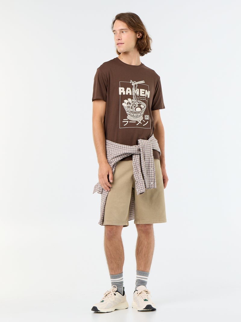 Camiseta estampada original de manga corta Marron - Kiabi
