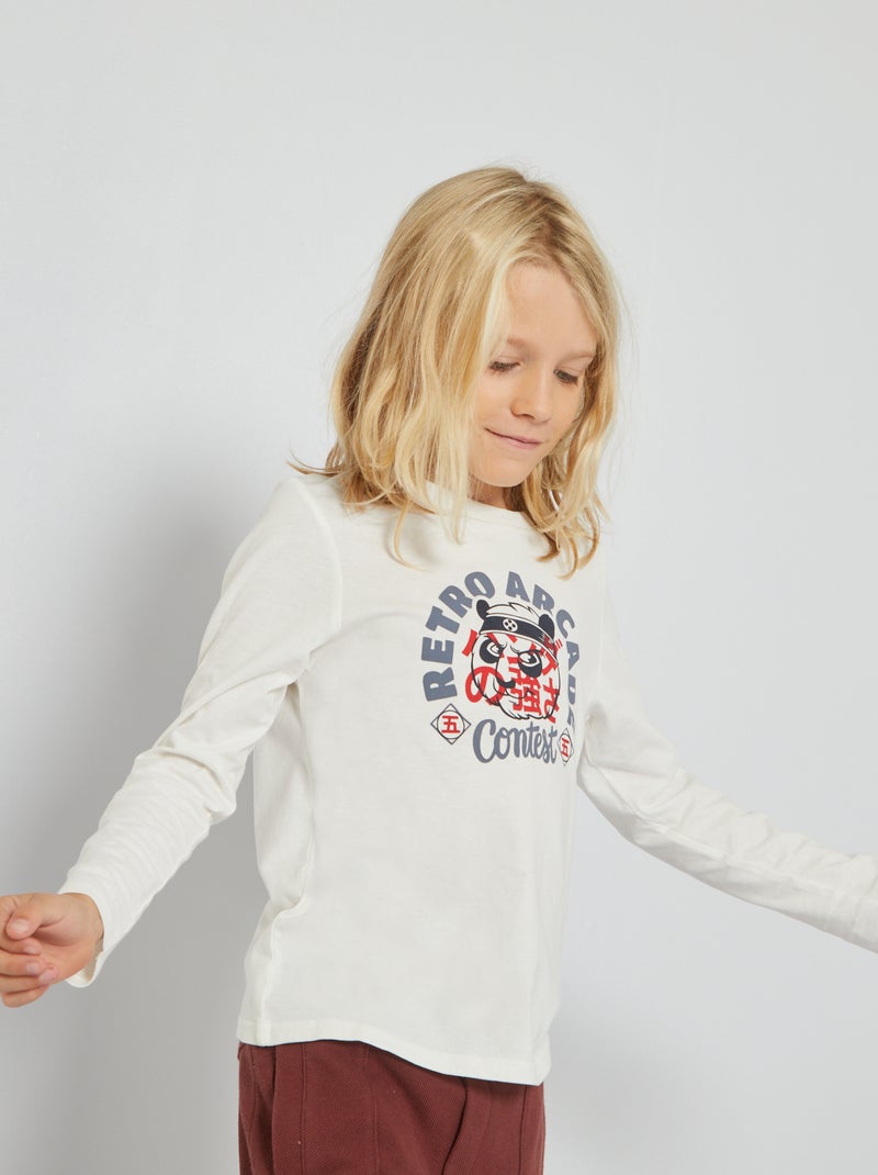 Camiseta estampada 'panda ninja' BLANCO - Kiabi