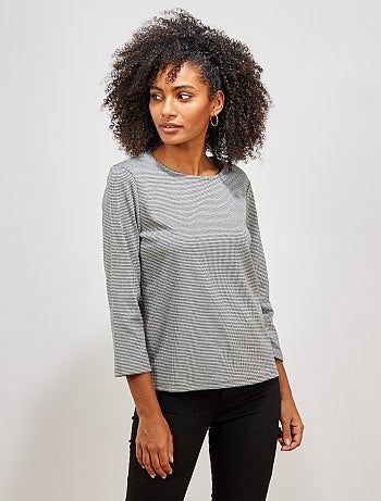 Camiseta estampada pata de gallo - Kiabi