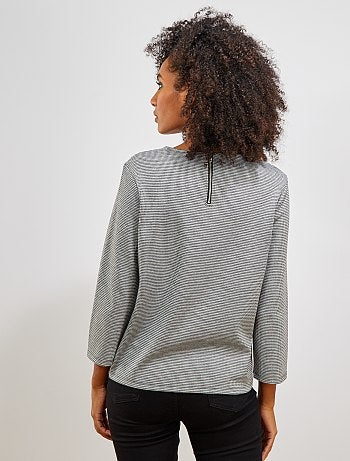 Camiseta estampada pata de gallo - Kiabi