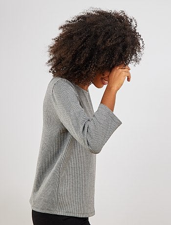 Camiseta estampada pata de gallo - Kiabi