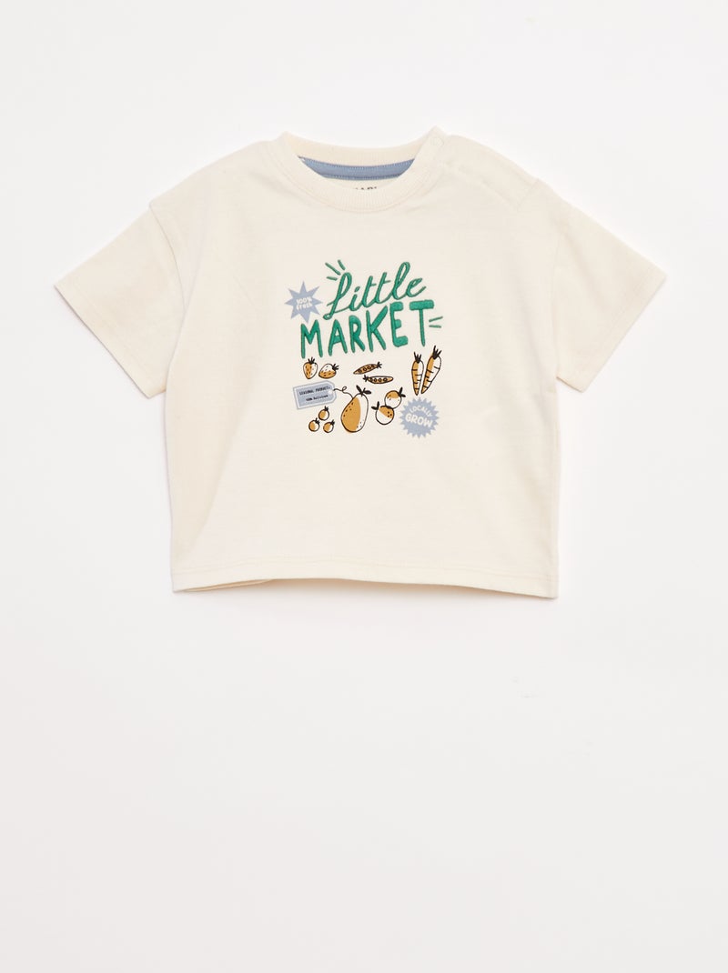 Camiseta estampada pecho y espalda Blanco - Kiabi