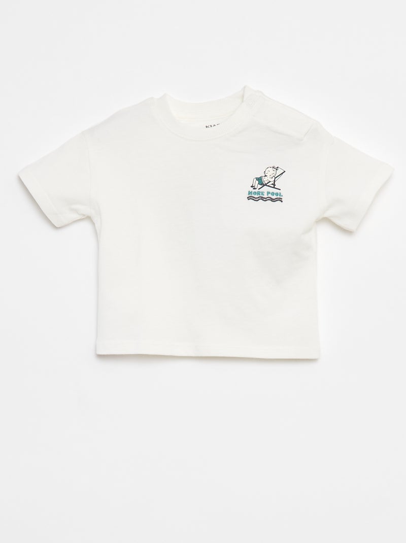 Camiseta estampada pecho y espalda Blanco - Kiabi