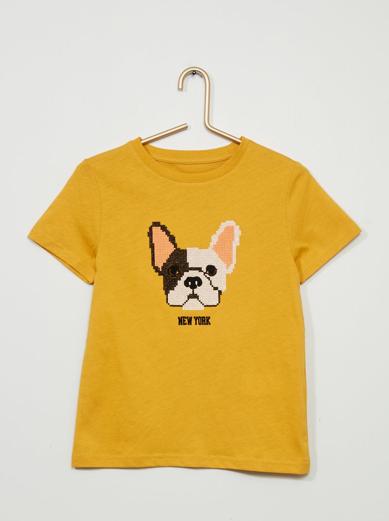 Camiseta estampada 'perro' AMARILLO - Kiabi