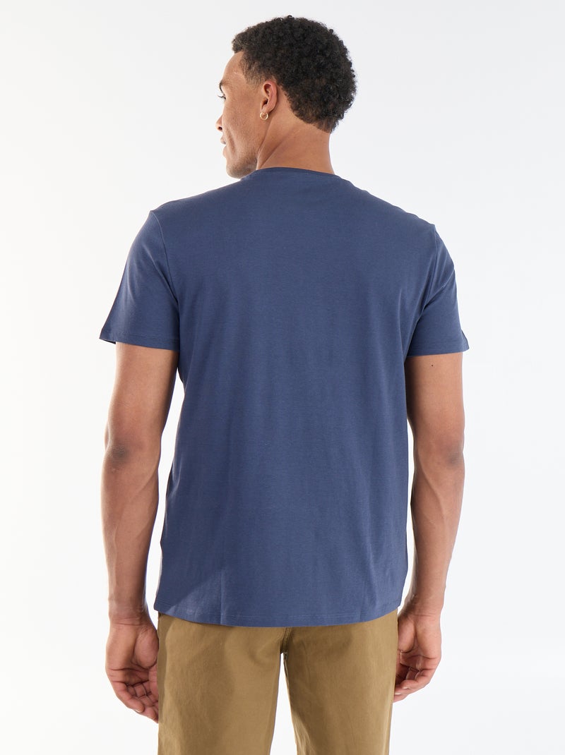 Camiseta estampada por delante y por detrás de manga corta Azul - Kiabi