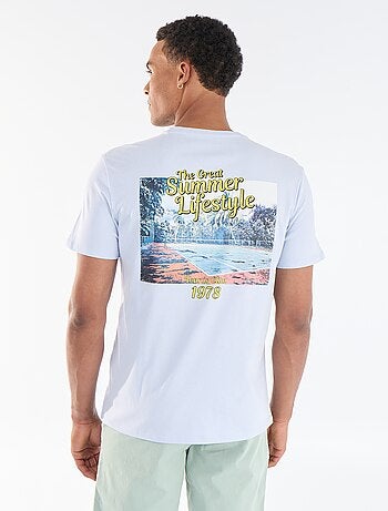 Camiseta estampada por delante y por detrás de manga corta