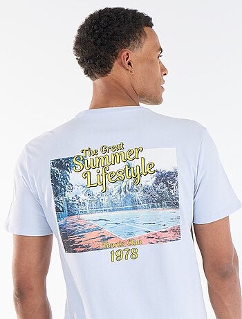 Camiseta estampada por delante y por detrás de manga corta
