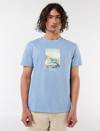 Camiseta estampada por delante y por detrás de manga corta