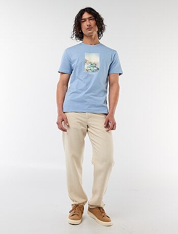 Camiseta estampada por delante y por detrás de manga corta