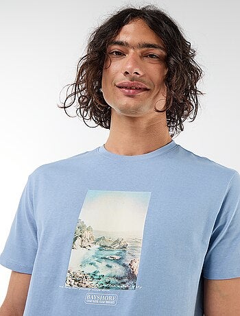 Camiseta estampada por delante y por detrás de manga corta