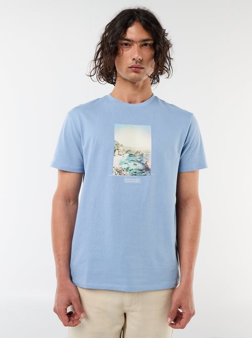 Camiseta estampada por delante y por detrás de manga corta - Kiabi