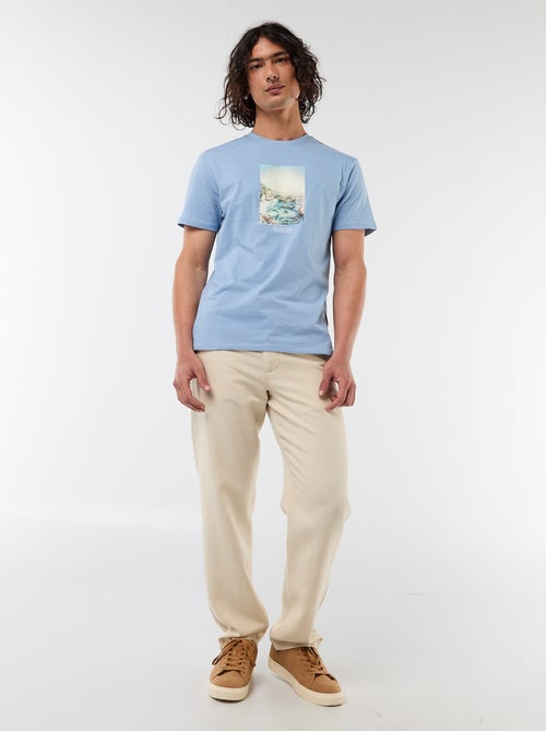 Camiseta estampada por delante y por detrás de manga corta - Kiabi