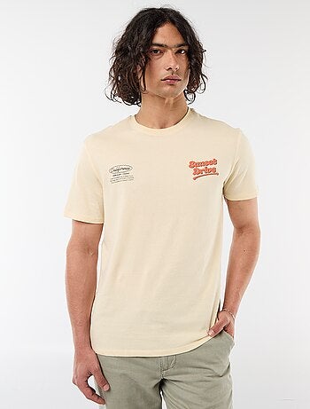 Camiseta estampada por delante y por detrás de manga corta