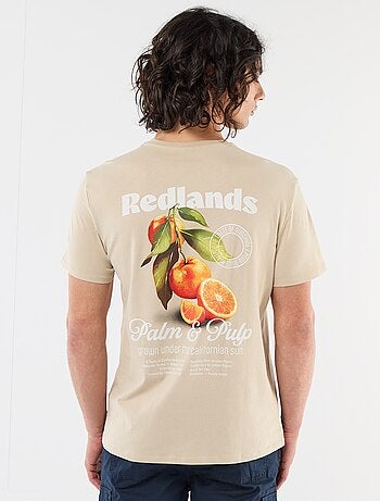 Camiseta estampada por delante y por detrás de manga corta