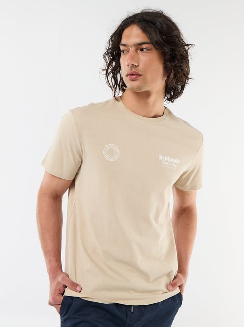 Camiseta estampada por delante y por detrás de manga corta - Kiabi