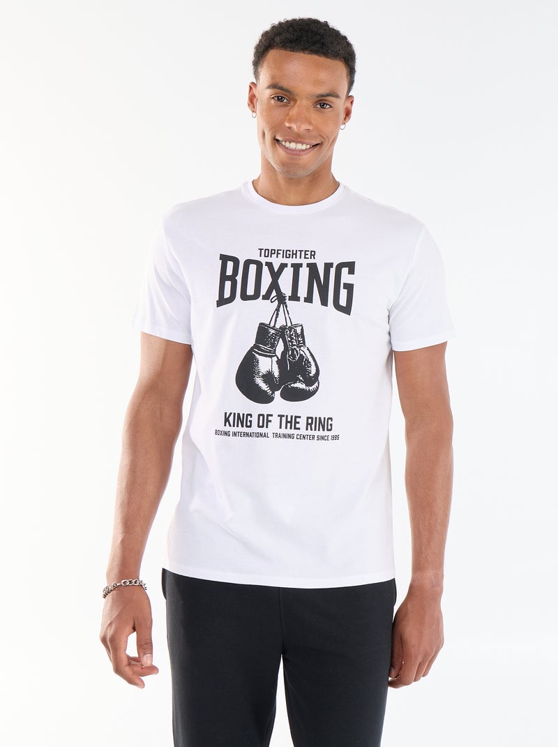 Camiseta estampada por delante y por detrás de manga corta Blanco - Kiabi