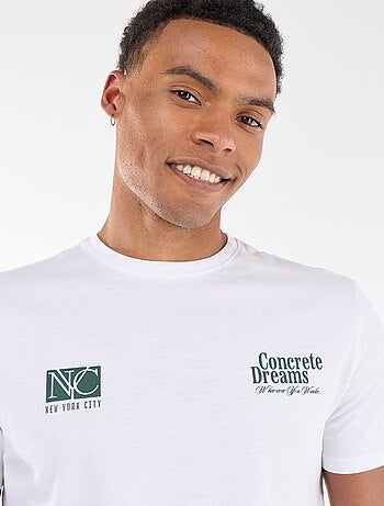 Camiseta estampada por delante y por detrás de manga corta