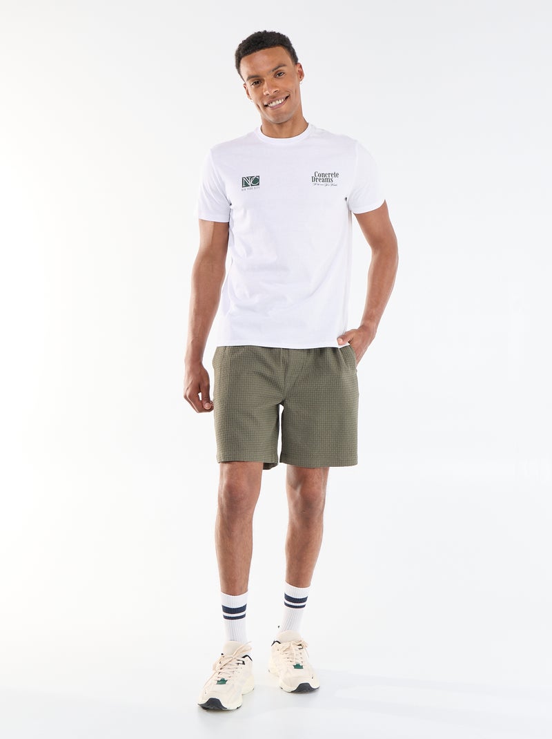 Camiseta estampada por delante y por detrás de manga corta Blanco - Kiabi