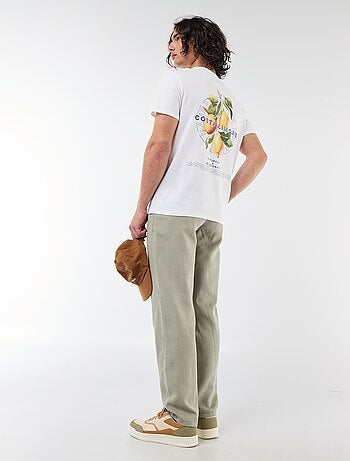 Camiseta estampada por delante y por detrás de manga corta