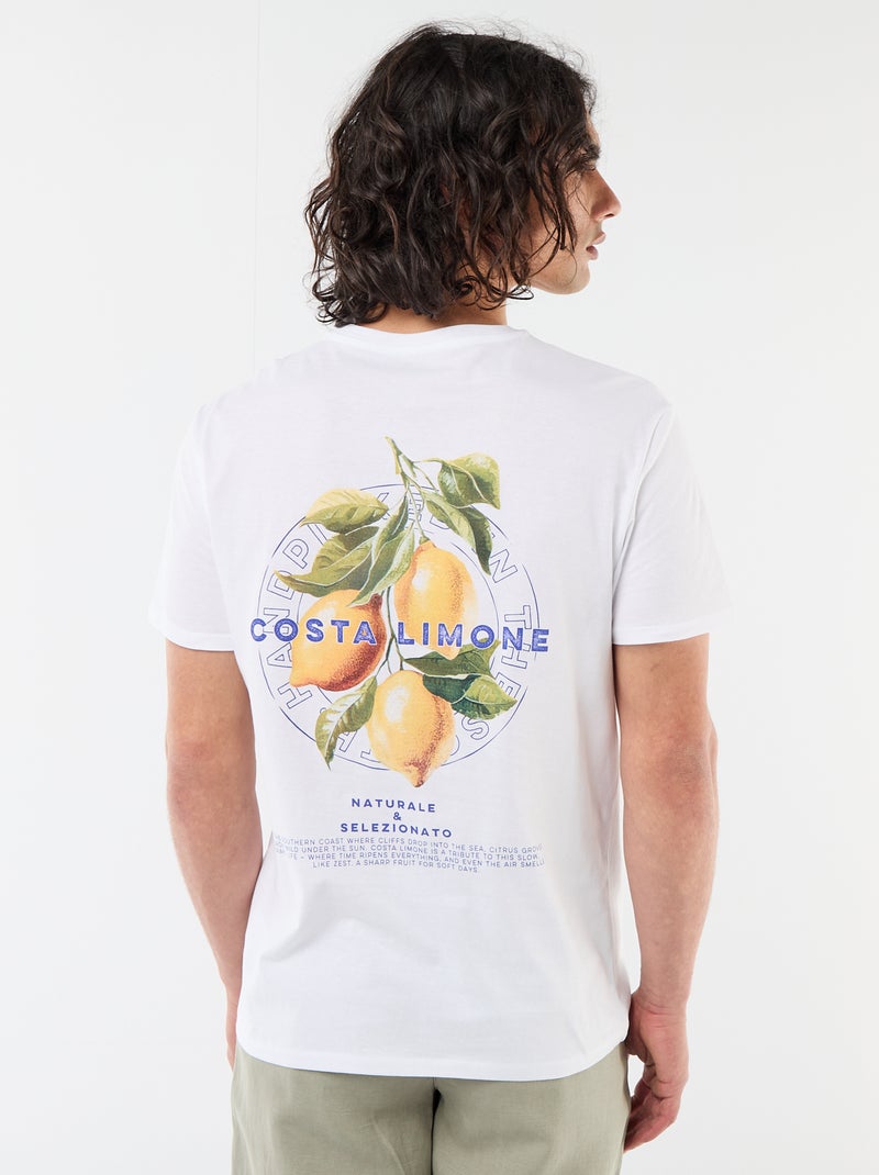 Camiseta estampada por delante y por detrás de manga corta Blanco - Kiabi