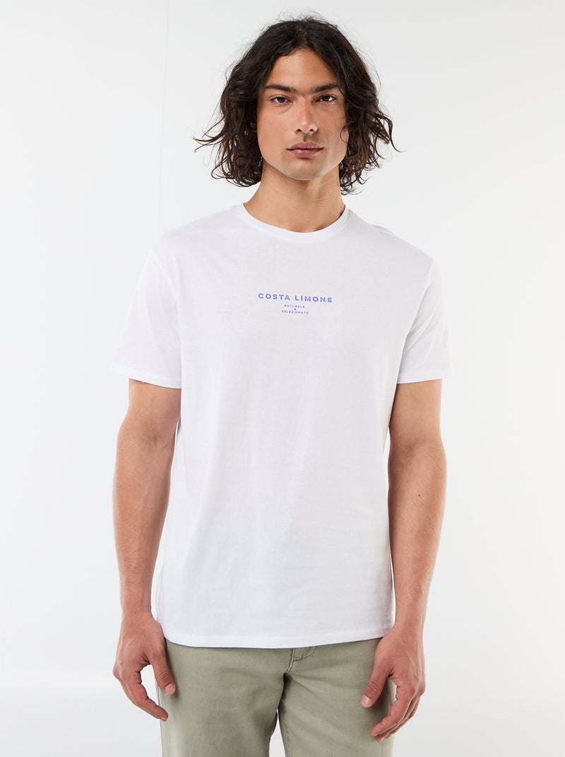 Camiseta estampada por delante y por detrás de manga corta Blanco - Kiabi