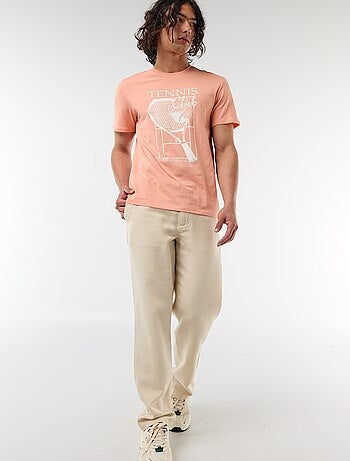 Camiseta estampada por delante y por detrás de manga corta