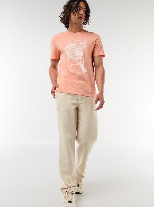 Camiseta estampada por delante y por detrás de manga corta - Kiabi