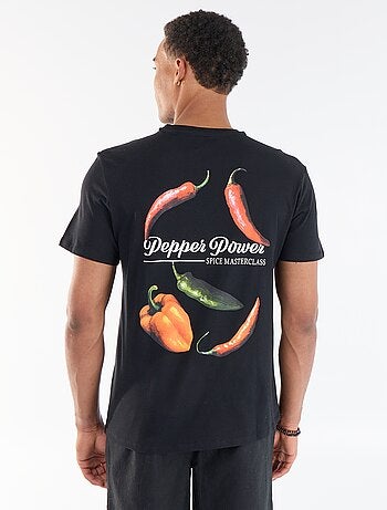 Camiseta estampada por delante y por detrás de manga corta