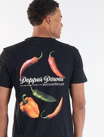 Camiseta estampada por delante y por detrás de manga corta
