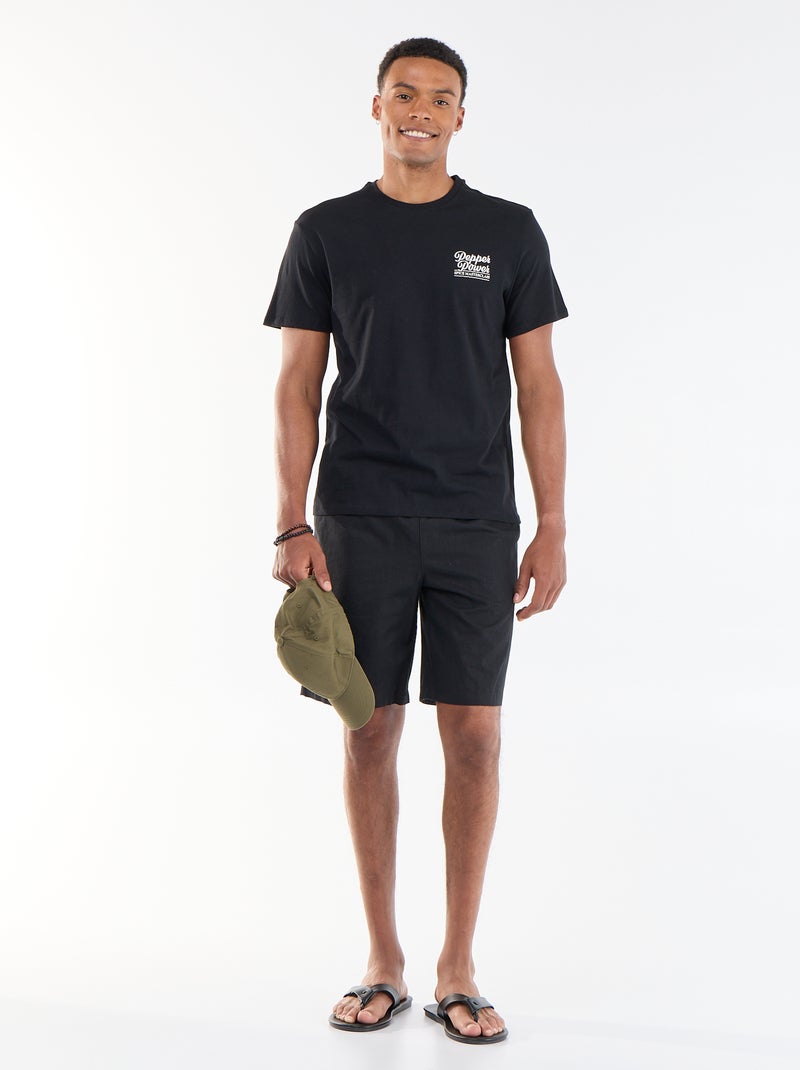 Camiseta estampada por delante y por detrás de manga corta Negro - Kiabi